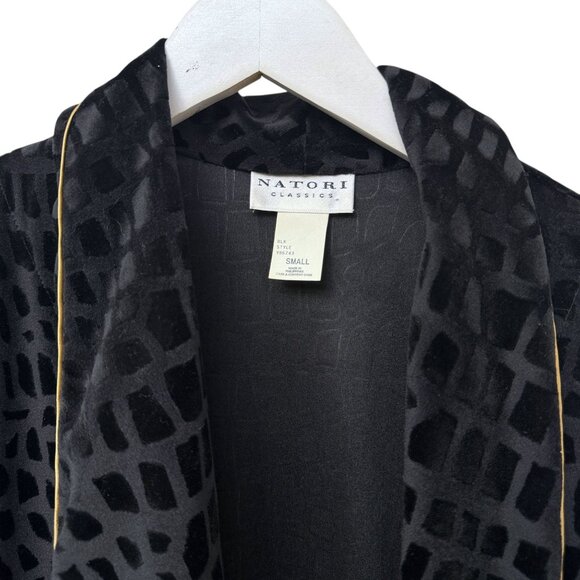 NATORI Black Velvet Robe Size Small Womens Vintage Luxury Loungewear - Picture 4 of 13